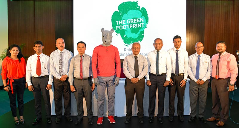 Mr. Priyantha Jayasinghe, Group Marketing Manager (3rd from left), Mr. Jude Fernando, Director (4th from left), Mr. E.J. Gnanam, Managing Director (5th from right), Mr. Indika Rajapaksha, Group Chief Financial Officer (4th from right), Mr. Duminda Hettiarachchi, Quality Assurance Manager (3rd from right), and the team from Rhino Roofing Products Limited
