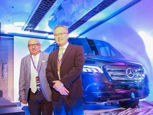 DIMO Chairman and Managing Director  Ranjith Pandithage and   Mercedes-Benz General Manager Vans Sales and Customer Service of Daimler South East Asia Kenny Lim at the launch