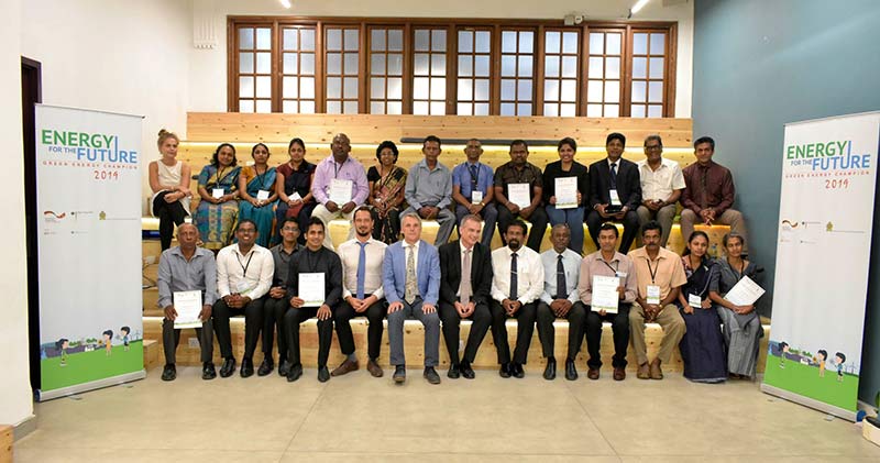 The Jury members His Excellency Mr. Jörn Rohde, Ambassador of the Federal Republic of Germany to Sri Lanka and the Maldives, Mr Sulakshana Jayawardena, Dr Asanka S. Rodrigo, Mr S.P.K. Amarasinghe, Mr Andreas Hergenröther and the GIZ GEC 2019 team along with the winners from the three categories.
