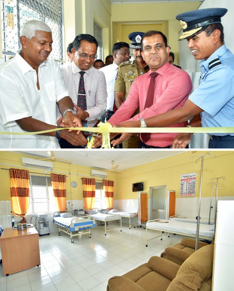 (Above, from left) Ceylinco Life Chairman Mr R. Renganathan, Director - District General Hospital Trincomalee Dr Jagath Wickramarathna, Consultant Oncologist Dr Pradeep Alahakoon and Air Commodore Udeni Rajapaksa, Commandant SLAF Academy China Bay at the opening of the Chemo Unit at the Trinco General Hospital (below).