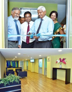 Ceylinco Healthcare Services Limited (CHSL) Chairman Mr R. Renganathan (above, 2nd from right), CHSL Medical Director Prof. Rohan Jayasekera (extreme left), Consultant Geriatric Physician Dr Dilhar Samaraweera (2nd from left) and Neurologist Dr Padma Gunarathne at the opening of the Ceylinco Assured Care Centre (below).