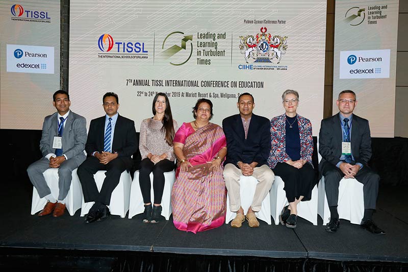 The six eminent foreign/local speakers with Kumari Hapugalle Perera, the Chairperson of TISSL/Executive Director-Alethea International School.