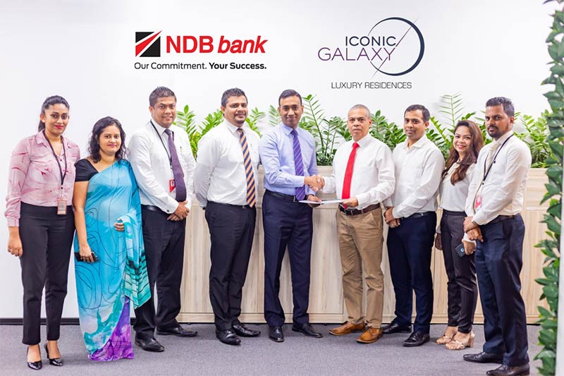 From left: NDB Home Loans Sales Manager, Danushi Siwrathna, NDB Manager- Legal, Nilanthi Dharmadasa, NDB Senior Manager- Consumer Sales, Christopher Fleming, NDB Chief Manager- Consumer Sales, Sameera Senarath, NDB Assistant Vice President- Personal Financial Solutions & Card Center, Zeyan Hameed, Iconic Developments (Pvt) Ltd Country Director, Shiraz Dawood, Iconic Developments (Pvt) Ltd AGM (India office), Abhishek Mishra, Iconic Developments (Pvt) Ltd Sales Manager, Awasha Dawood and NDB Home Loans Manager, Saranga Mendis.