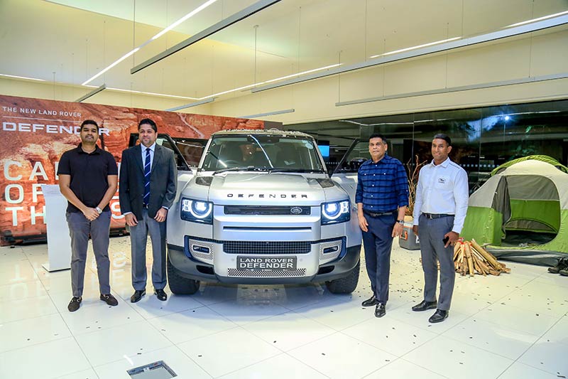 (From L to R): Access Motors' Director Ayesh Fernando, Chief Executive Officer Ravi Perera, Managing Director Theo Fernando and General Manager Sales Sanjaya Jayasinghe with the New Land Rover Defender