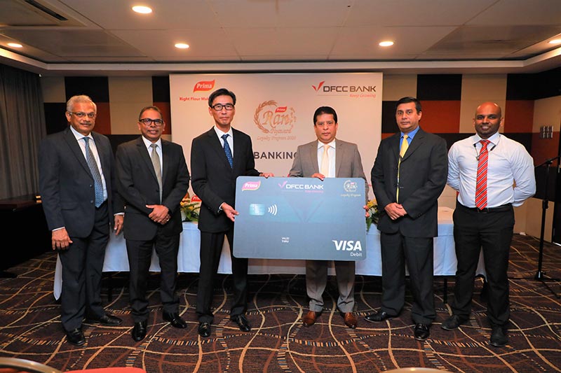 From Left to Right : Mr. Sunil Leeniyagoda, Director/Group Treasurer Prima Ceylon (Private) Ltd., Mr. Ravindra de Coonghe, Head of Marketing and Sales Prima Ceylon (Private) Ltd, Mr, Ong Jhon Seon, General Manager, Prima Ceylon (Private) Ltd., Mr. Lakshman Silva, Chief Executive Officer, DFCC Bank PLC, Mr. Denver Lewis, Vice President/Head of Cards DFCC Bank PLC, Mr. Jude Muttiah, Senior Manager/Branch Manager, Fort Super Grade Branch, DFCC Bank PLC