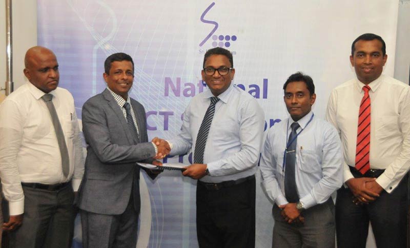 From Left : Mr. Lalith Liyanarachchi (General Manager), Mr. Nalin Herath ( Chairman) from Homelands Skyline (Pvt) Ltd, Mr. Kiththi Perera (CEO) Mr. Imantha Wijekoon (Chief Officer), Mr. Chethana Attanayake (General Manager) from Sri Lanka Telecom