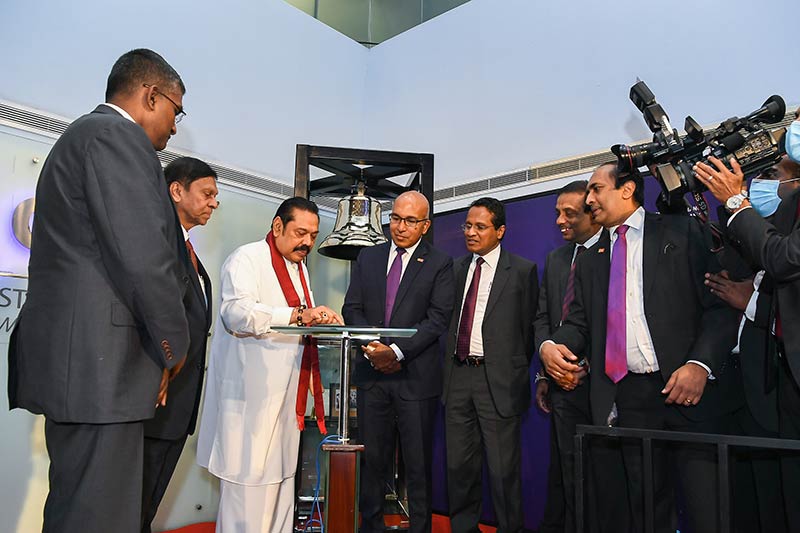 Hon. Mahinda Rajapaksa, the Prime Minister of Sri Lanka opens trading at the Stock Exchange