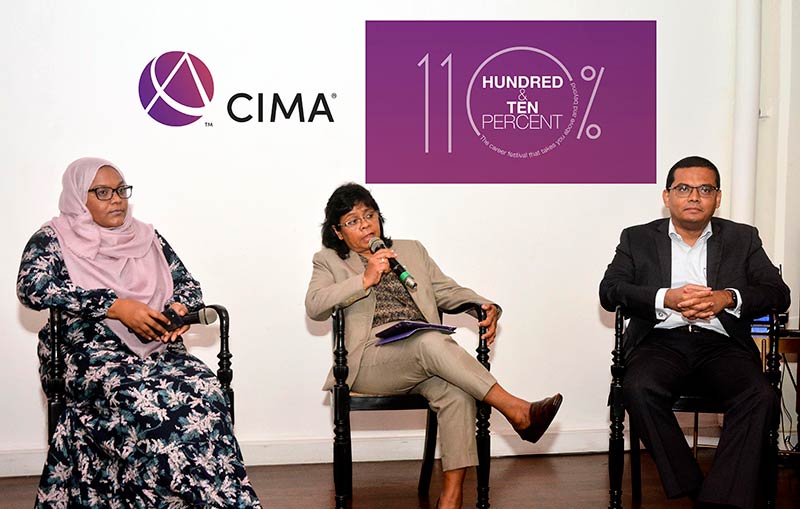(Seated from left to right) Zahara Ansary, ACMA, CGMA, Country Manager CIMA Sri Lanka; Melanie Kanaka- FCMA, CGMA, Vice President of CIMA / Head of Finance & Administration, Sri Lanka and Maldives at World Bank and Imran Furkhan, FCMA, CGMA, CEO – Tresync.