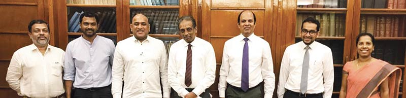 From left - Rohan Rajaratnam, Convener, MarCom Collective; Santhush Weeraman, President, Video and Film Production Association (VAFPA); Thayalan Bartlett, Convener, MarCom Collective; S. R. Attygalle, Secretary - Ministry of Finance; Arjuna Herath, Senior Partner and Head of Consulting, Ernst & Young, Sri Lanka and Maldives; Sulaiman Nishtar, Partner - Tax Services, Ernst & Young, Sri Lanka; and Thanuja Perera, Tax Policy Advisor, Department of Fiscal Policy, Ministry of Finance.