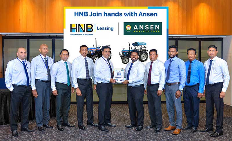From Left: HNB Leasing Business Development Executive, Mahesh Ratnayake, HNB Assistant Manager- Leasing, Roshan De Silva, HNB Senior Manager- Leasing, Niluka Amarasinghe, HNB Head of Personal Financial Services, Kanchana Karunagama, HNB Deputy General Manager – Retail and SME Banking, Sanjay Wijemanne, ANSEN Agriculture Managing Director, Angelo Wijesinghe, ANSEN Agriculture General Manager, Suranjith Nanayakkarara, ANSEN Agriculture Financial Controller, Pradeep Alegendran, ANSEN Agriculture Head of Sales, Neville De Silva and ANSEN Agriculture Manager Operations, Gayan Abeytunge.