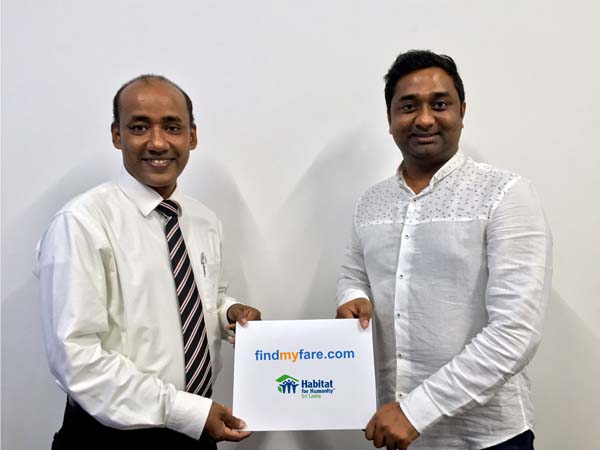 Thushan Shanmugarajah, Director Sales and Marketing, findmyfare.com with Dinesh Kanagaratnam, CEO Habitat for Humanity, Sri Lanka