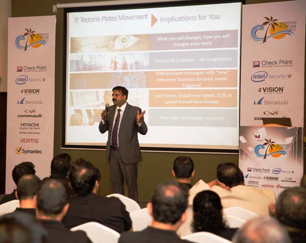 PHOTO – Shalil Gupta, Associate Vice President Insights and Consulting (IDC) giving the keynote speech at the SAT CIO forum