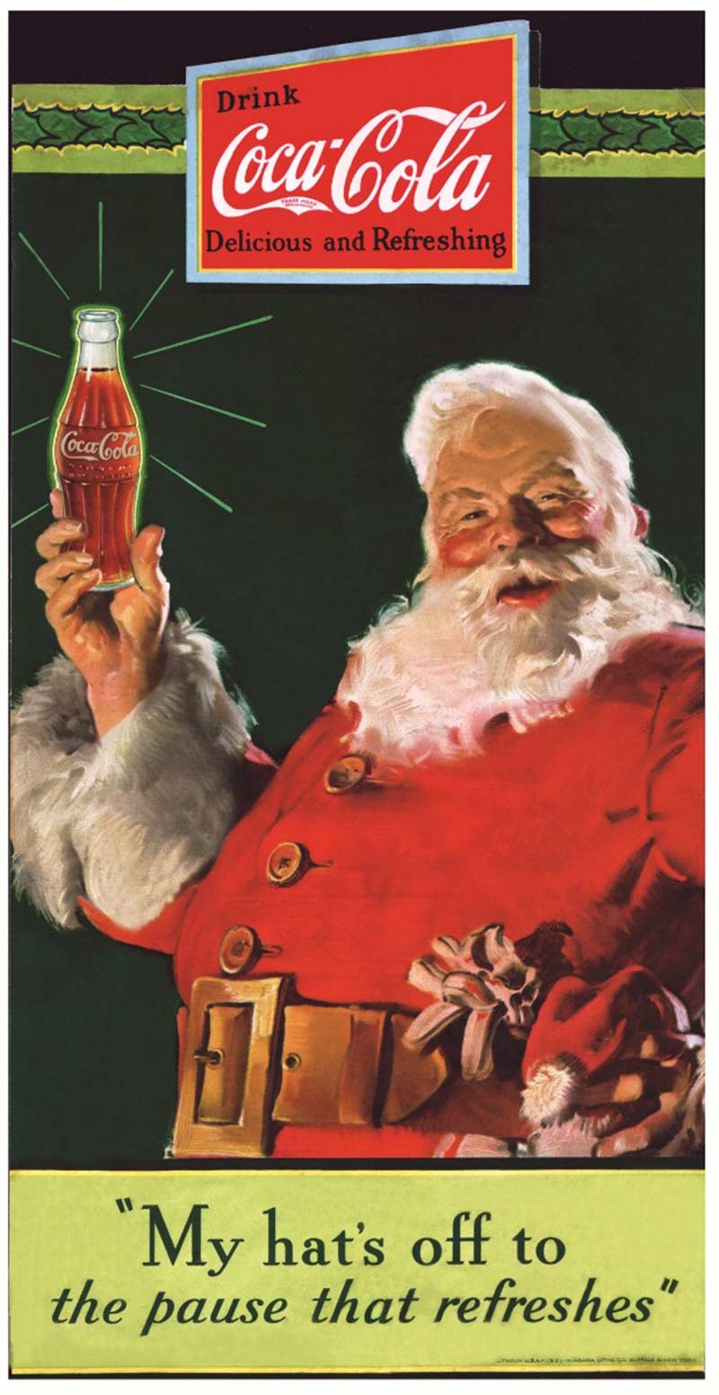 Artist-Haddon-Sundblom-creates-his-first-illustration-showing-Santa-Claus-pausing-for-a-Coke-in-1931