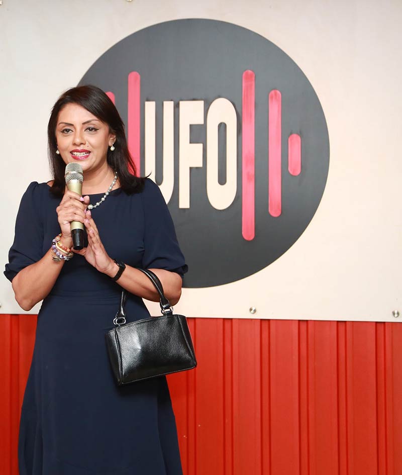 Brand-Ambassador-for-UFO-Personal-Training-Studio-Yashodha-speaks-at-a-UFO-event