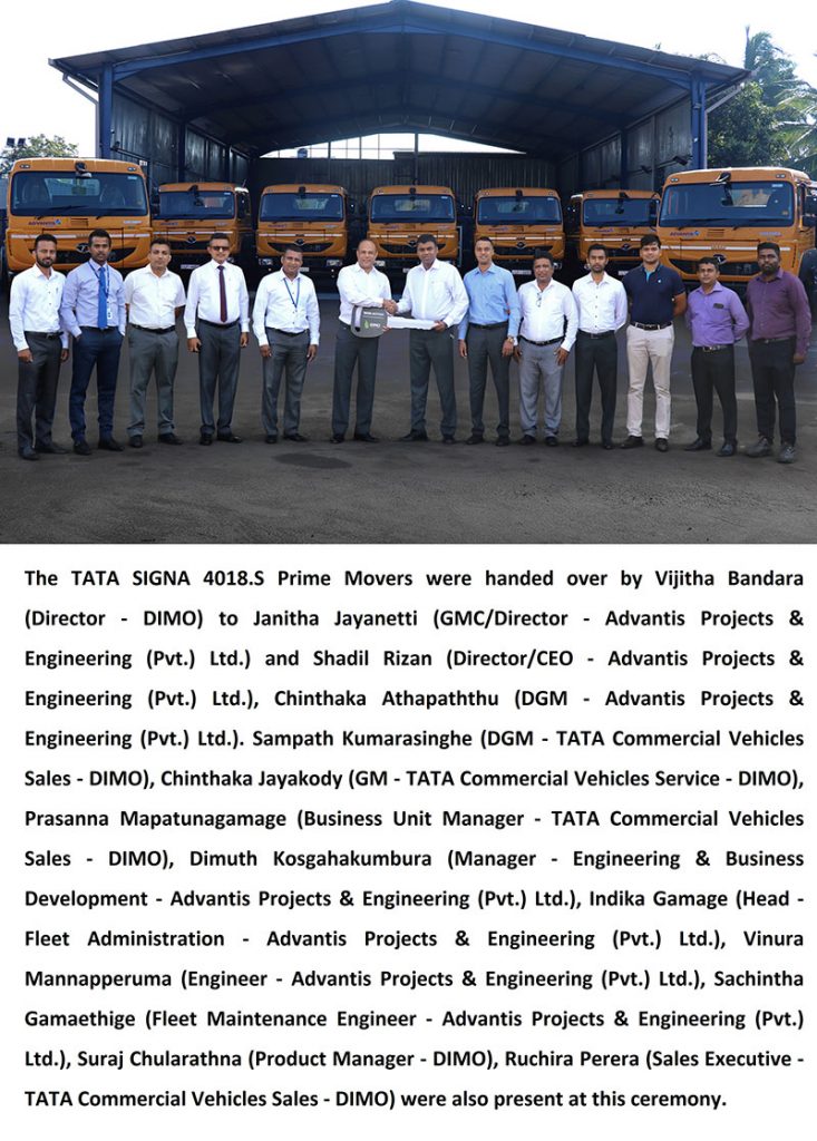 ADVANTIS Projects & Engineering opts for TATA SIGNA 4018.S Prime Movers