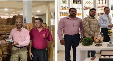 Mr-Anton-Arumugam-VP-Offshore-Banking-Trade-International-Business-Development-of-DFCC-Bank-3rd-from-left-presenting-tokens-to-GROPO-CANELA-Pvt-Ltd-left-and-D-Traingle-Pvt-Ltd-right