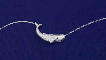 Photo 3 – Celebrating the magnificent sperm whale – the silver pendant with a blue sapphire eye designed by CJS