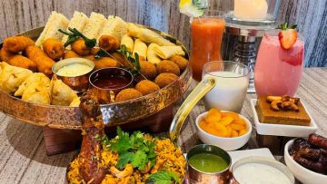 Delicacies-offered-at-the-sumptuous-Buffet-with-a-variety-of-Fresh-Juices-Spring-Rolls-Samosa-Congee-Healthy-Salads-and-Dates